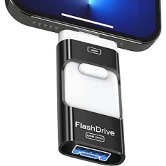 USB zibatmiņas zibatmiņa 256 GB 4 in 1 Speicherstick Hochgeschwindigkeits USB 3.0, ārējais Speichererweiterung Flash-Laufwerk iOS Phone/Android Handy/Pad/Klēpjdators/PC, Schwarz