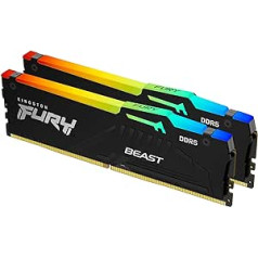 Kingston Fury Beast DDR5 RGB 64GB (2x32GB) 5600MT/s DDR5 CL40 DIMM galddatoru spēļu atmiņas komplekts ar 2 — KF556C40BBAK2-64