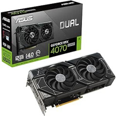 ASUS Dual GeForce RTX 4070 SUPER 12GB GDDR6X spēļu grafikas karte (Nvidia GeForce RTX4070 DLSS 3, PCIe 4.0, 1x HDMI 2.1a, 3x DisplayPort 1.4a, DUAL-RTX4070S-12G, melna)