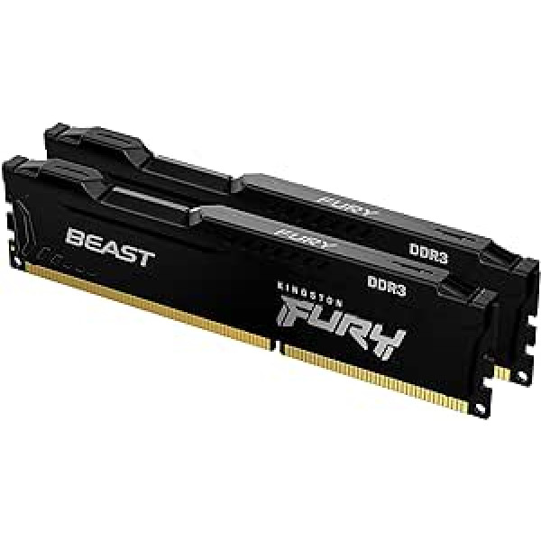 Kingston Fury Beast Black 8GB (2x4GB) 1600MHz DDR3 CL10 galddatora atmiņas komplekts ar 2 KF316C10BBK2/8