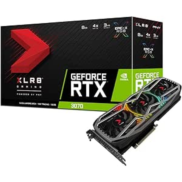 PNY GeForce RTX™ 3070 8 GB XLR8 Gaming Revel Epic-X RGB™ trīskāršā ventilatora grafikas karte LHR