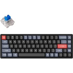 Keychron K6 Pro QMK/VIA Wireless Mechanical Keyboard, Custom Programmable Macros, Hot Swappable Keychron K Pro Blue Switch, US Layout, Aluminum Frame, RGB Backlight