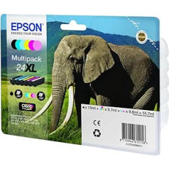 „Epson Original 24XL Tinte Elefant“ (XP-750, XP-850, XP-950, XP-55, XP-760, XP-860, XP-960, XP-970), „Multipack 6-farbig“