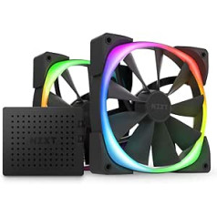 Nzxt AER RGB 2-140 mm - HF-2814C-DB - Uzlabota apgaismojuma regulēšana - Spārnu uzgaļi - Šķidruma dinamiskais gultnis - LED RGB PWM ventilators - Divkāršs ventilators (iekļauts apgaismojuma kontrolieris) - Melns