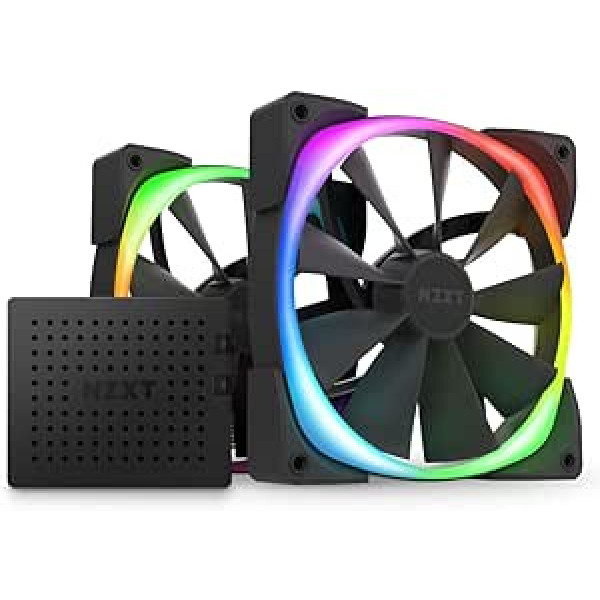 Nzxt AER RGB 2-140 mm - HF-2814C-DB - Uzlabota apgaismojuma regulēšana - Spārnu uzgaļi - Šķidruma dinamiskais gultnis - LED RGB PWM ventilators - Divkāršs ventilators (iekļauts apgaismojuma kontrolieris) - Melns