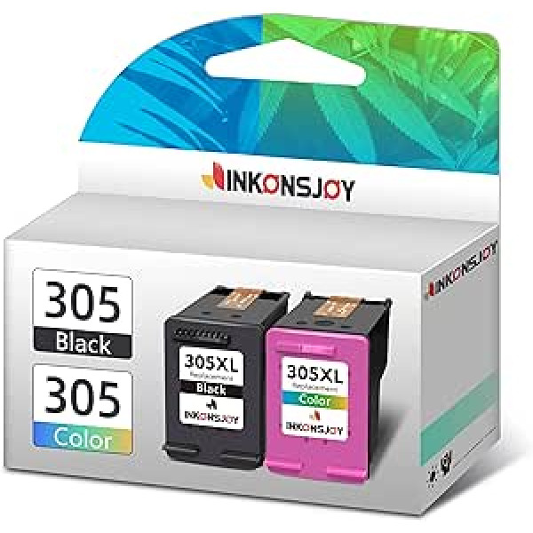 INKONSJOY Printer Cartridges for HP 305 XL Printer Cartridges Set Black & Colour Ink Cartridge for DeskJet 2700 2710 2720 Plus 4120 4100 4110 Envy 6000 6010 6020 6032 6022 Envy Pro 6420 6452