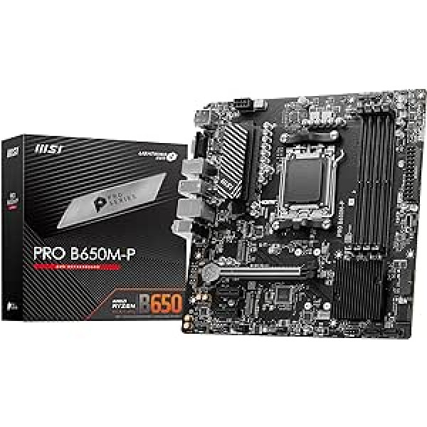 MSI PRO B650M-P mātesplate, Micro-ATX - atbalsta AMD Ryzen 7000 sērijas procesorus, AM5 - DDR5 Memory Boost 6000+MHz/OC, 1 x PCIe 4.0 x16, 2 x M.2 Gen4, 2.5G LAN