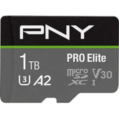 PNY PRO Elite 1TB microSDXC Memory Card + SD Adapter with A2 App Performance + 100MB/s Read Speed, Class 10 UHS-I, U3, V30 for 4K Video