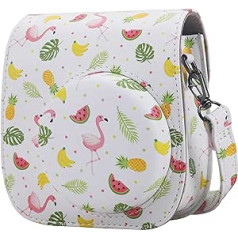 Frankmate Protective Case Compatible with Mini 12 11 9 8 Instant Film Camera with Accessory Pocket and Adjustable Strap, Fruit Flamingo, shoulder bag