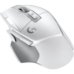 Logitech G 502 x Lightspeed bezvadu spēļu pele — optiskā pele ar optiskiem mehāniskiem Lightforce hibrīda slēdžiem, Hero 25K spēļu sensoru, saderīga ar datoru — macOS/Windows — balta