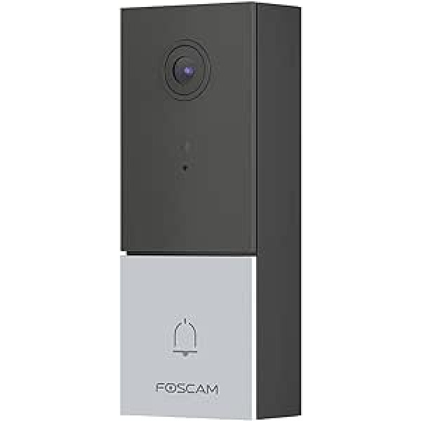 FOSCAM VD1 4MP divjoslu WiFi durvju zvans ar platleņķa objektīvu, divvirzienu audio, savietojams ar Alexa un Google Assistant, izturīgs pret laikapstākļiem, nakts redzamība, elastīgs stiprinājums