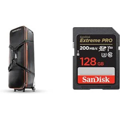 Walimex pro studijas somas ratiņi, izmērs L — liela ietilpība un polsterēti ratiņi studijas aprīkojumam un SanDisk Extreme PRO SDXC UHS-I atmiņas karte 128GB V30