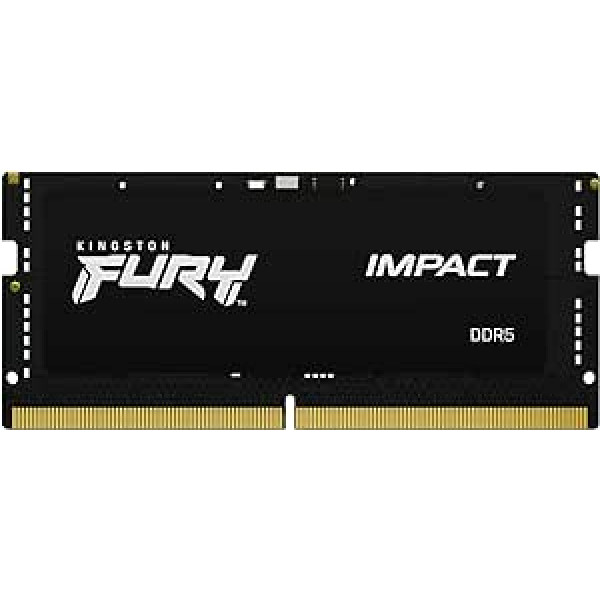 Kingston Fury Impact PnP 32GB 5600MT/s DDR5 CL40 SODIMM spēļu atmiņa klēpjdatoram, viens modulis — KF556S40IB-32