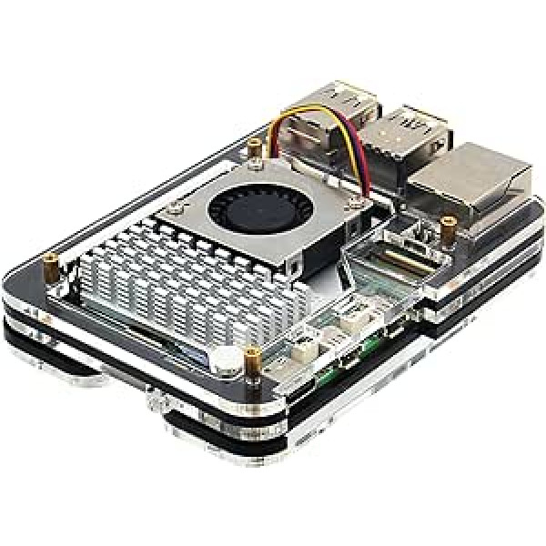 Geekworm Raspberry Pi 5 dėklas su oficialiu aktyviu aušintuvu