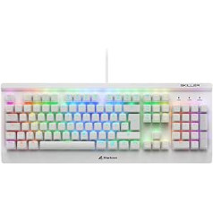 Sharkoon Skiller Mech SGK3 mehāniskā spēļu tastatūra (ar RGB apgaismojumu, Brown Kailh slēdzi, PBT taustiņu vāciņu komplektu) Balta