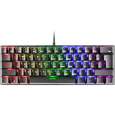 Mars Gaming MK60 Black, Mechaninė žaidimų klaviatūra FRGB, Antighosting, Switch Mechanical mėlyna, JAV kalba