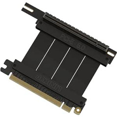 LINKUP — AVA5 PCIE 5.0 stāvvada kabelis — nākotnes drošs 5. GPU vertikālajai montāžai — x16 128 GB/s, ātrums ar saites atkārtošanu un strāvas kļūdu labošanu — saderīgs ar PCIe 4.0 — taisns leņķis, melns 5 cm