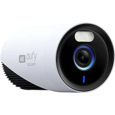 eufy Security eufyCam E330 (profesionāla) papildu āra novērošanas kamera, 4K, 24/7 ierakstīšana, barošana ar elektrotīklu, pastiprināts Wi-Fi, sejas noteikšanas AI, bez maksas, nepieciešama HomeBase 3