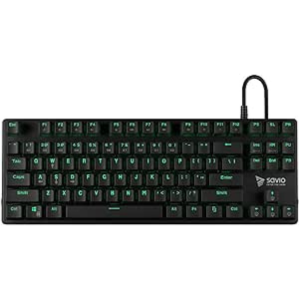 SAVIO spēļu tastatūra Mehāniskā Tempest RX — Tkl tastatūra ar vadu — RGB LED apgaismojums — pret spoku veidošanās — mehāniskā tastatūra viņai — 10 apgaismojuma režīmi — spēļu tastatūra (Outemu Brown)