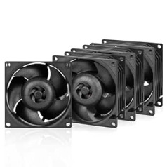 ARCTIC S8038-10K Server Fan 80 x 80 x 38 mm 500-10000 rpm PWM Regulated 4-Pin Connection 12 V DC Black Pack of 4