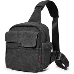 Cwatcun Camera Bag Canvas plecu soma, melna, fotokameru somas