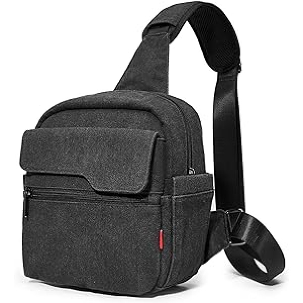 Cwatcun Camera Bag Canvas plecu soma, melna, fotokameru somas