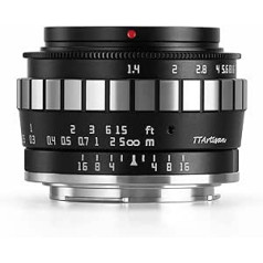 TTARTISAN 23 mm F1.4 APS-C kameras objektīvs, platleņķa galvenais objektīvs, pārnēsājams objektīvs Fuji FX stiprinājumam, piemērots portreta ielu momentuzņēmumam (Fuji X, melns un sudrabs)