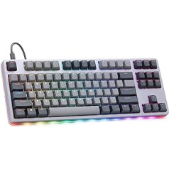 Drop CTRL augsta profila mehāniskā tastatūra — Tenkeyless TKL (87 taustiņi) spēļu tastatūra, karstās maiņas slēdzis, programmējams, aizmugurgaismojuma RGB LED, USB-C, alumīnijs (pelēks, ķiršu MX zils)