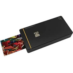 Kodak Mini-Mobil W-LAN un NFC 4,7 x 7,5 cm Fotodrukātājs ar stiprinājumu Sublimations-Tintendrucktechnologie & Fotokonservierungsschicht (Schwarz) Saderīgs ar Android un iOS.