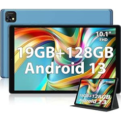 POWMUS Android 13 planšetdators 10 collu 19 GB RAM + 128 GB ROM (1 TB TF), astoņkodolu/2,0 GHz, 5G WiFi, FHD, BT 5.0/13MP + 8 MP/GPS/8000 mAh/metāla korpuss/Google sertificēta planšetdators (Blue)