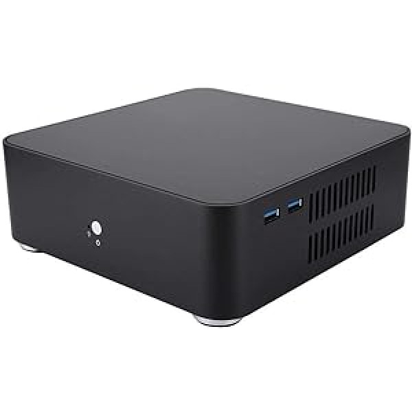 ASHATA — ITX datora korpuss, datora HTPC alumīnija korpuss ar 2 x USB 3.0 interfeisa datora korpusu ITX mātesplatei (170 x 170 mm) (melns)