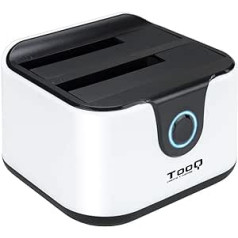 TooQ TQDS-802BW — Dockingstation Anschlussbasis ar doppeltem SATA Schacht für 2,5 un 3,5 Zoll Laufwerke, USB 3.0 un USB 2.0 Host, CLONE Funktion offline, Farbe weiß