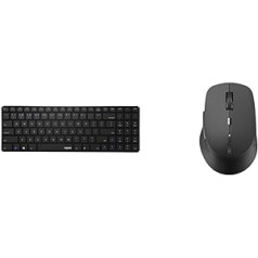 Rapoo E9100M bezvadu tastatūra, Bluetooth un bezvadu savienojums (2,4 GHz), izmantojot USB, vācu izkārtojums QWERTZ, melna un M300 klusa bezvadu pele, Bluetooth un bezvadu savienojums (2,4 GHz), izmantojot USB, tumši pelēks