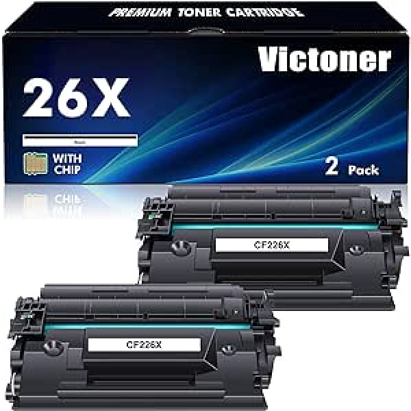 VICTONER tonera kasetne saderīga ar HP 26X CF226X 26A CF226A Laserjet Pro MFP M426fdw M426fdn M426dw M402n M402dn M402dw M402 M426 Series Printer Black Pack of 2