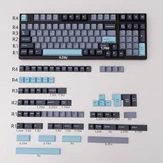 Black Grey Blue Keycaps Set 173 Keys Cherry Profile Doubleshot Custom Keycaps ISO ANSI Layout for Cherry MX Mechanical Keyboards