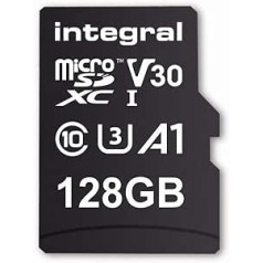 Integral Memory Card 128 GB microSDxC Premium High Speed up to 100 MB/s Read, 45 MB/s Write, V30 UHS-I U3 + SD Adapter