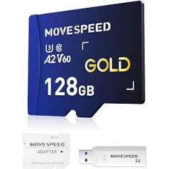 MOVE SPEED 128GB Micro SD karte līdz 170MB/s Micro SD atmiņas karte A2 U3 V60 4K Full HD video ierakstīšana ar karšu lasītāju un adapteri braukšanas ierakstītājam