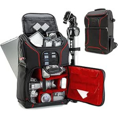 USA Gear DSLR kameras soma, foto mugursoma pret triecienu kameratasche ar 43,18 cm klēpjdatoru-tasche, Wasserdichte Abdeckung, Verstellbare Linse Lagerung & Stativhalter - Rot