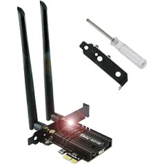 Ubit WiFi 6 AX210 PCIe WLAN karte | Max 5374Mbps ar BT 5.2 | 802.11AX trīsjoslu bezvadu adapteris ar MU-MIMO, OFDMA, īpaši zemu latentumu | Atbalsta tikai Windows 10/11 64 bitu versiju