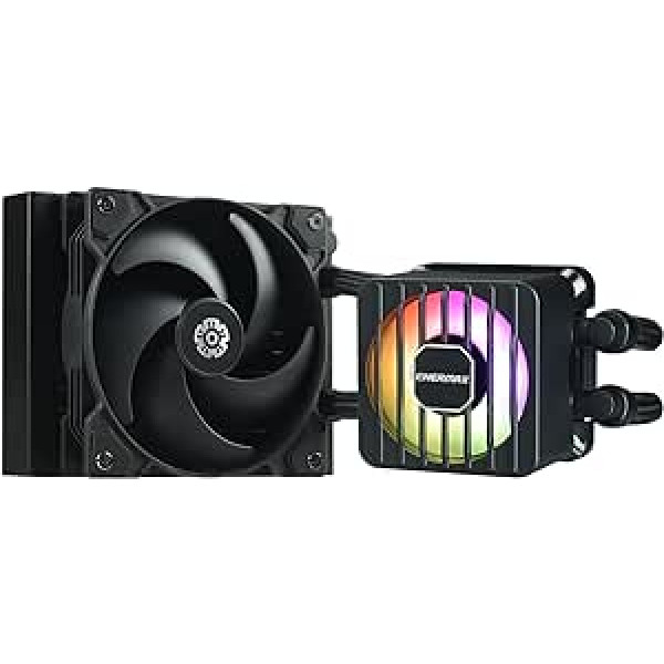 ENERMAX LIQMAXFLO SR 120 mm CPU AIO šķidruma dzesētājs (LGA 1700, 1200, AM5, AM4) - Xtreme divkameru PWM sūknis - ARGB VRM ūdens bloka ventilators - 300W+ TDP (1x 120 PWM Silent Flow Fan); ELC-LMF120-SF, melns