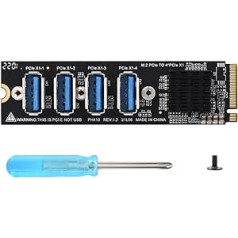 M.2 į PCIe 4 kanalų plėtimo modulis M2 į PCIe x4 stovą, naudojamas su PCIe X1 į PCIe X16 plėtikliu