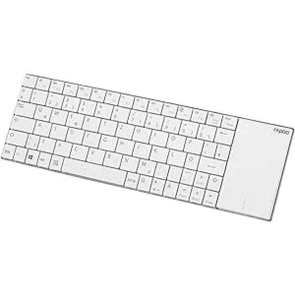 Rapoo E2710 kabellose Multimedia Tastatur bezvadu tastatūra flaches Edelstahl Design 6 Monate Batterielaufzeit DE-Layout QWERTZ PC & Mac - weiß, Kompakt