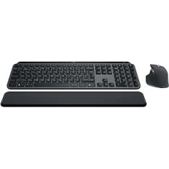 „Logitech MX Keys S Combo“: „MX Master 3S“, „MX Keys S“ ir „MX“ delnų atrama – grafitas, skandinaviškas QWERTY išdėstymas