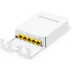 Āra Gigabit PoE caurlaides slēdzis, 1 PoE in 4 PoE Out Extender, IEEE802.3af/at/bt PoE Powered 90W, 10/100/1000Mbps Ethernet, sienas stiprinājums, ūdensizturīgs, Plug and Play