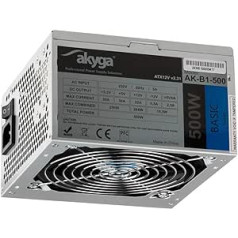 AKYGA AK-B1-500 barošanas avots 500 W, 120 mm, kluss ventilators, pelēks