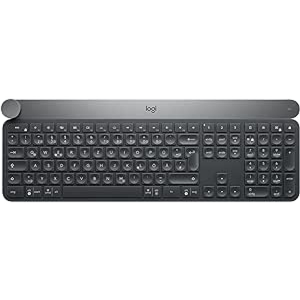 Logitech Craft Wireless Keyboard, Bluetooth & 2.4GHz wireless connection, programmable knobs, Automatic backlighting, multi-device, PC / Mac / laptop, German QWERTY layout - Black