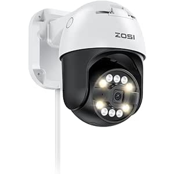 ZOSI 4K PoE āra novērošanas kamera, 8MP 355°/140° Dome kamera, AI personas/automašīnas noteikšana, automātiskā izsekošana, saderīga tikai ar mūsu PoE NVR, C296