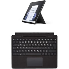 Microsoft Surface Pro 9 (2022), 13 collu divi vienā planšetdators/klēpjdators (Intel Core i5, 16 GB RAM, 256 GB SSD, Win 11 Home) Graphite, nodrošina Intel Evo Platform + Pro 8/9 / X Signature tastatūra, melna