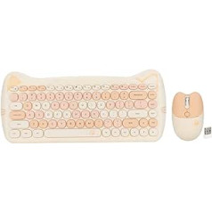 Dpofirs bezvadu tastatūras peles kombinācija, 2,4 G USB, ergonomiska kaķa forma, jauktas krāsas, jauka tastatūra un pele pilnā izmērā datoram, galddatoram, personālajam datoram, klēpjdatoram (piena tējas krāsa)