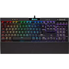 Corsair K70 RGB MK.2 zema profila Rapidfire mehāniskā spēļu tastatūra (Cherry MX ātrums: ātrs un ļoti precīzs, dinamisks RGB LED fona apgaismojums, QWERTZ DE izkārtojums) melna